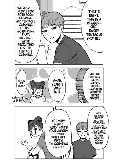 Shokushu Fuuzoku Seisou Baito | Job: Cleaner at at Tentacle Brothel